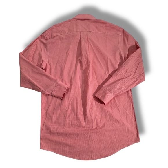 Stafford Mens 15 1/2 32-33 Button Up Dress Shirt Pink White Plaid Long Sleeve - Picture 4 of 8